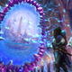 Two characters look into a portal to another world.